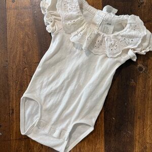 H&M Cream Eyelet Ruffle Bodysuit
